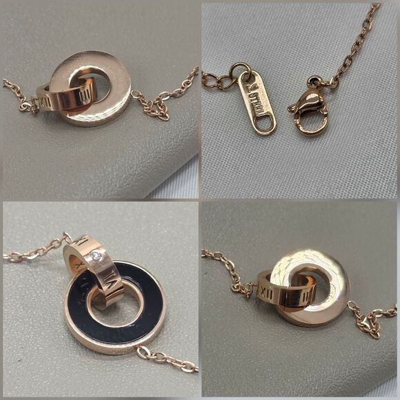 🔸️🗨⏭️NIB Stainless Steel Interlocking Circles Pendant Necklace - Picture 10 of 15